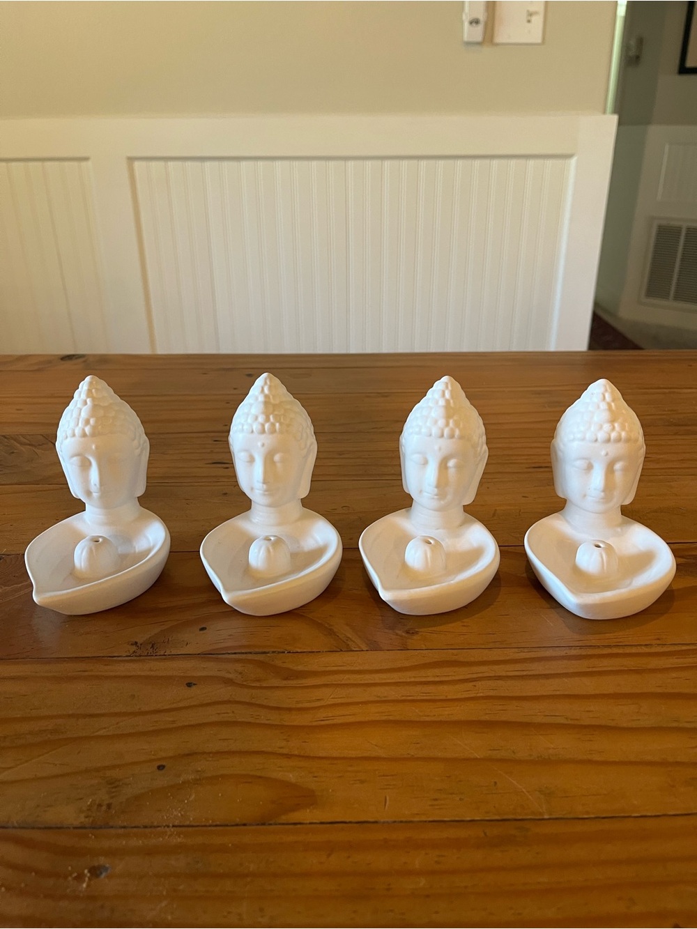Set of 4 White Ceramic Buddha Tea Light Holders